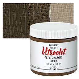 Utrecht Artists' Acrylic Paint - Raw Umber, Pint and swatch