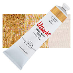 Utrecht Artists' Acrylic Paint - Iridescent Gold, 2 oz tube and swatch