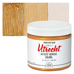Utrecht Artists' Acrylic Paint - Iridescent Gold, Pint and swatch