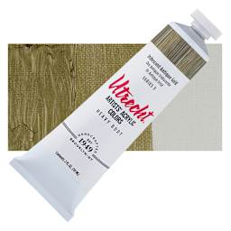 Utrecht Artists' Acrylic Paint - Iridescent Antique Gold, 2 oz tube and swatch