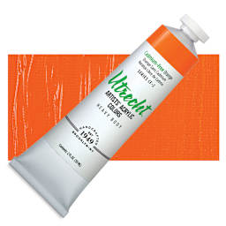 Utrecht Artists' Acrylic Paint - Cadmium-Free Orange 2 oz tube and swatch