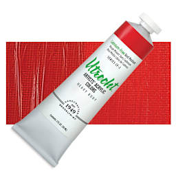 Utrecht Artists' Acrylic Paint - Cadmium-Free Red Medium 2 oz tube and swatch
