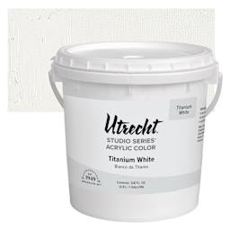 Utrecht Studio Series Acrylic Paint - Titanium White, Gallon and swatch