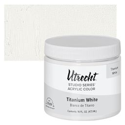 Utrecht Studio Series Acrylic Paint - Titanium White, 473 ml Jar and swatch