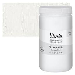 Utrecht Studio Series Acrylic Paint - Titanium White, 946 ml Jar and swatch
