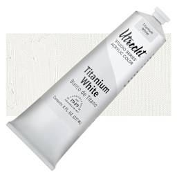 Utrecht Studio Series Acrylic Paint - Titanium White, 237 ml tube and swatch
