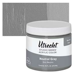 Utrecht Studio Series Acrylic Paint - Neutral Gray, Pint and swatch