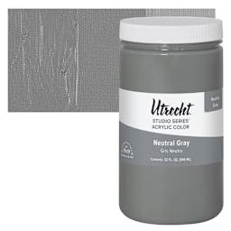 Utrecht Studio Series Acrylic Paint - Neutral Gray, Quart and swatch