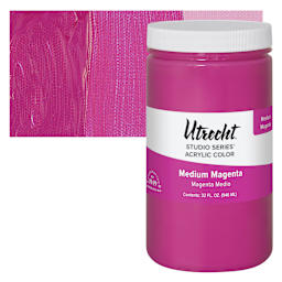 Utrecht Studio Series Acrylic Paint - Medium Magenta, Quart and swatch