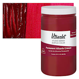 Utrecht Studio Series Acrylic Paint - Permanent Alizarin Crimson, 946 ml jar and swatch