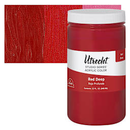 Utrecht Studio Series Acrylic Paint - Red Deep, Quart and swatch