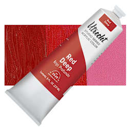 Utrecht Studio Series Acrylic Paint - Red Deep, 237 ml tube and swatch