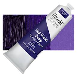 Utrecht Studio Series Acrylic Paint - Red Violet Deep, 237 ml tube and swatch