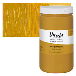 Utrecht Studio Series Acrylic Paint - Yellow Ochre, Quart and swatch