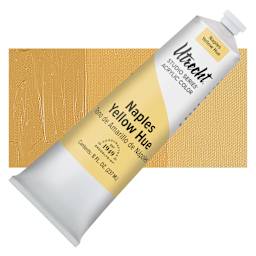 Utrecht Studio Series Acrylic Paint - Naples Yellow Hue, 237 ml tube and swatch