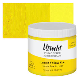 Utrecht Studio Series Acrylic Paint - Lemon Yellow Hue, Pint and swatch