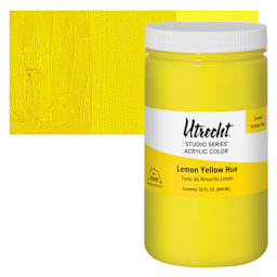 Utrecht Studio Series Acrylic Paint - Lemon Yellow Hue, Quart and swatch