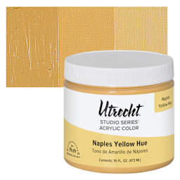 Utrecht Studio Series Acrylic Paint - Naples Yellow Hue, Pint and swatch