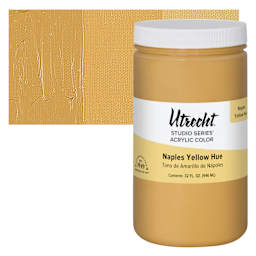 Utrecht Studio Series Acrylic Paint - Naples Yellow Hue, Quart and swatch