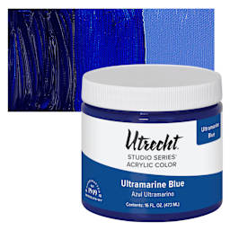 Utrecht Studio Series Acrylic Paint - Ultramarine Blue, Pint and swatch