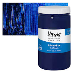 Utrecht Studio Series Acrylic Paint - Primary Blue, Quart and swatch