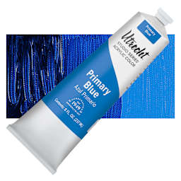 Utrecht Studio Series Acrylic Paint - Primary Blue, 237 ml tube and swatch