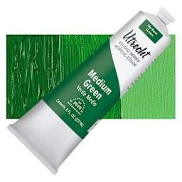 Utrecht Studio Series Acrylic Paint - Medium Green, 237 ml tube and swatch