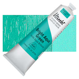 Utrecht Studio Series Acrylic Paint - Bright Aqua Green, 237 ml tube and swatch