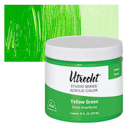 Utrecht Studio Series Acrylic Paint - Yellow Green, Pint and swatch