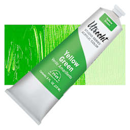 Utrecht Studio Series Acrylic Paint - Yellow Green, 237 ml tube and swatch