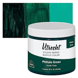 Utrecht Studio Series Acrylic Paint - Phthalo Green, Pint and swatch
