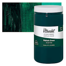 Utrecht Studio Series Acrylic Paint - Phthalo Green, Quart and swatch