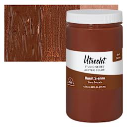 Utrecht Studio Series Acrylic Paint - Burnt Sienna, Quart and swatch