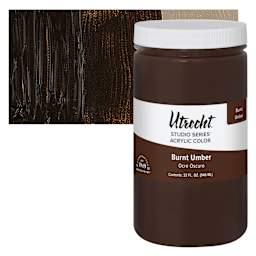 Utrecht Studio Series Acrylic Paint - Burnt Umber, Quart and swatch