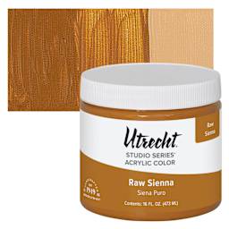 Utrecht Studio Series Acrylic Paint - Raw Sienna, Pint and swatch