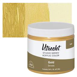 Utrecht Studio Series Acrylic Paint - Gold, Pint and swatch