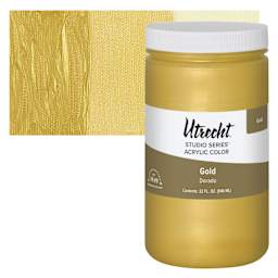 Utrecht Studio Series Acrylic Paint - Gold, Quart and swatch
