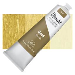Utrecht Studio Series Acrylic Paint - Gold, 237 ml tube and swatch