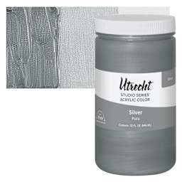 Utrecht Studio Series Acrylic Paint - Silver, Quart and swatch