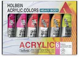 Holbein Heavy Body Acrylics - Luminous Set of 6, 60 ml, Tubes (Outside of Package)