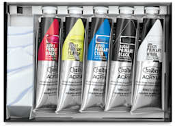 Holbein Heavy Body Acrylics - Primary Set of 5, 60 ml, Tubes (Inside Package)