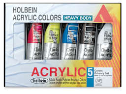 Holbein Heavy Body Acrylics - Primary Set of 5, 60 ml, Tubes  (Outside of Package)