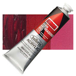 Holbein Heavy Body Artist Acrylic Paint - Anthraquinone Red, 60 ml tube and swatch