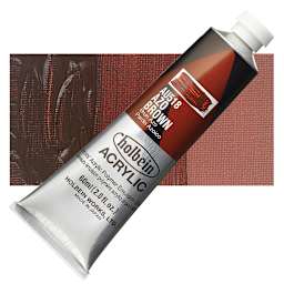 Holbein Heavy Body Artist Acrylic Paint - Azo Brown, 60 ml tube and swatch