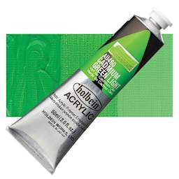 Holbein Heavy Body Artist Acrylic Paint - Cadmium Green Light, 60 ml tube and swatch