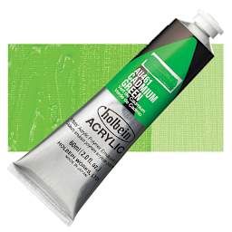Holbein Heavy Body Artist Acrylic Paint - Cadmium Green, 60 ml tube and swatch