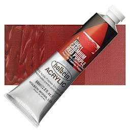Holbein Heavy Body Artist Acrylic Paint - Cadmium Red Purple, 60 ml tube and swatch