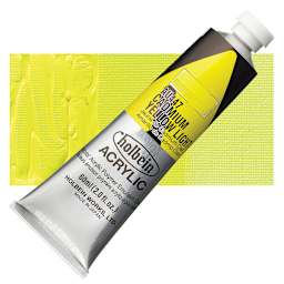 Holbein Heavy Body Artist Acrylic Paint - Cadmium Yellow Light, 60 ml tube and swatch