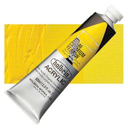 Holbein Heavy Body Artist Acrylic Paint - Cadmium Yellow, 60 ml tube and swatch