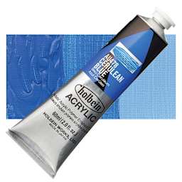 Holbein Heavy Body Artist Acrylic Paint - Cerulean Blue, 60 ml tube and swatch